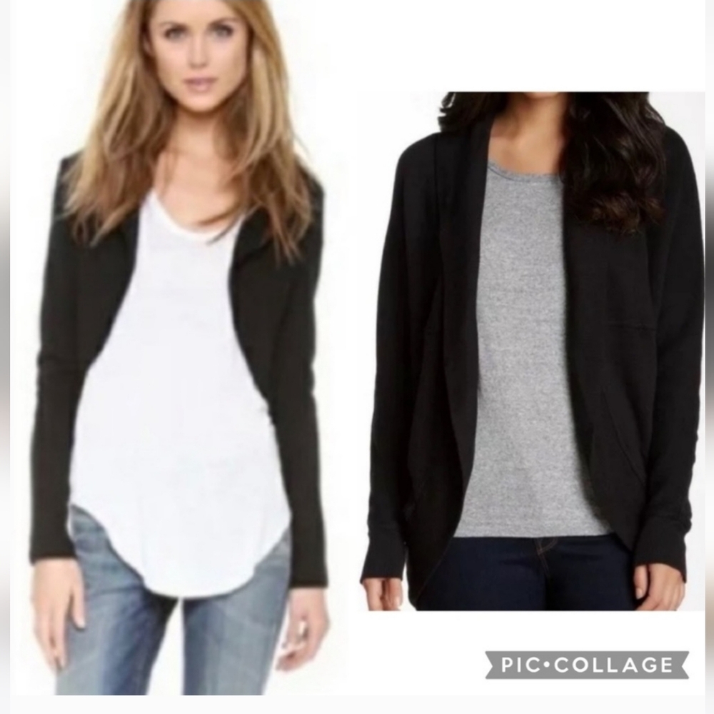Standard James Perse French Terry Draped Open Cardigan Jacket‎ Black Size S/M